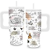 Religion Gifts for Women 24 oz My Daily Bible Affirmations Tumbler with Handle and Straw, Insulated Stainless Steel Cup, Leakproof, Inspirational Spiritual Religion Birthday Biblical Faith Travel Mug