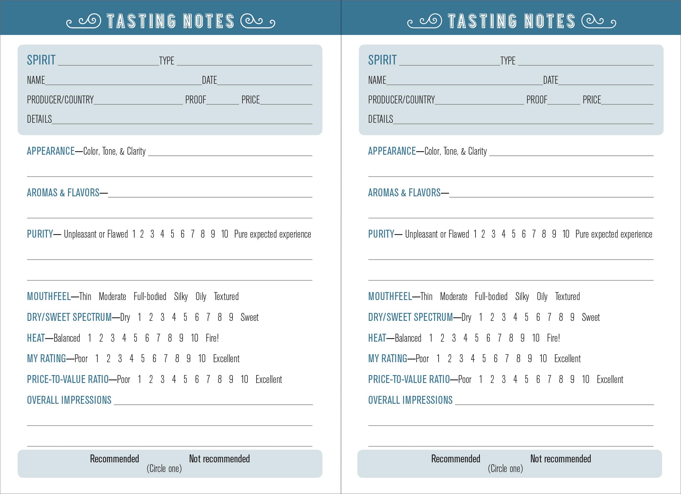 Spirits Tasting Journal: A Logbook to Rate, Record, and Remember Spirits