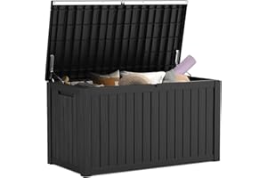 Mars Villa 180 Gallon Outdoor Storage Box Waterproof, Extra Large Resin Deck Box, Outside Storage Bin for Patio Furniture Cushions, Pool Supplies, Sports Gear, UV-Resistant and Weatherproof, Black
