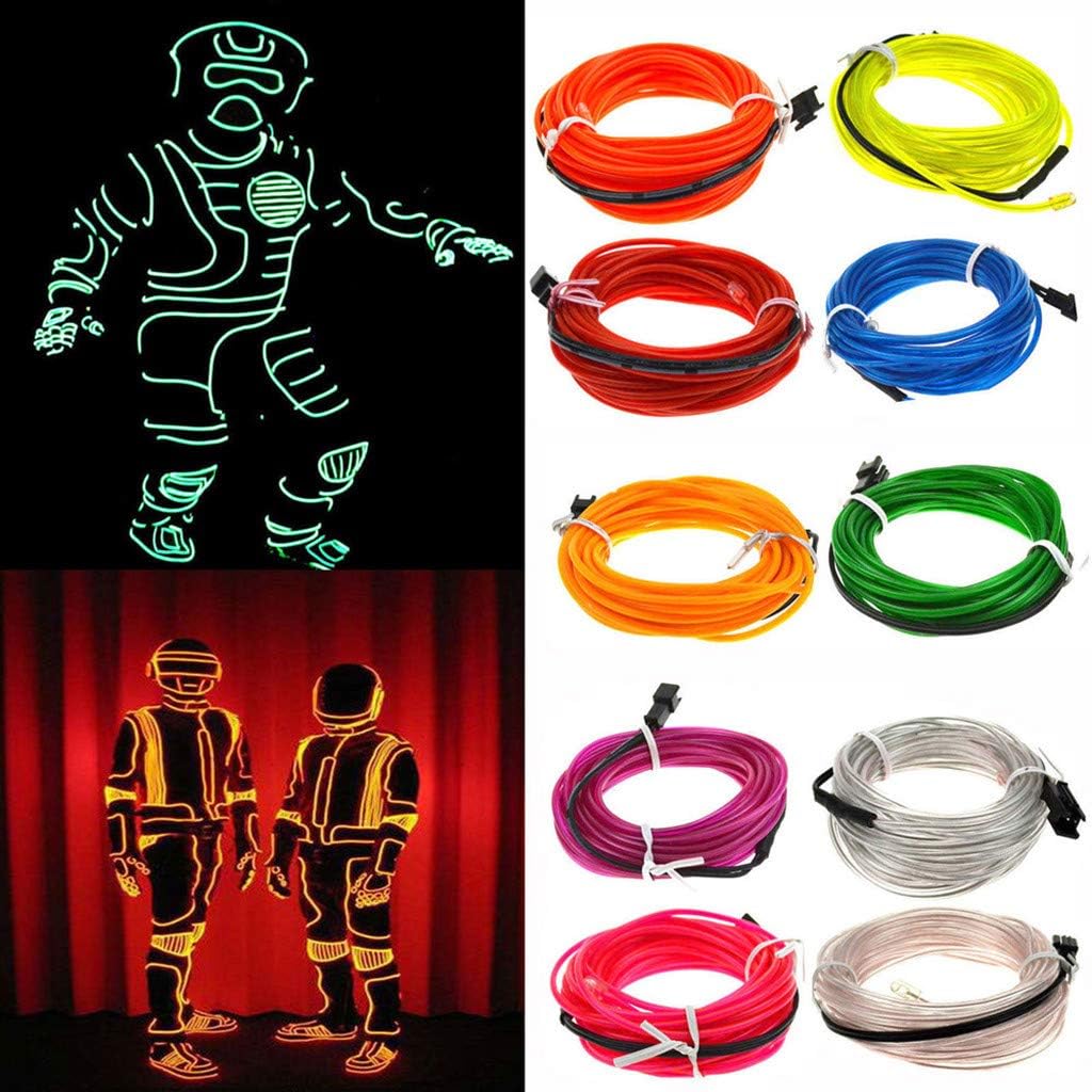 YOYORI Flexible Neon Glowing LED Cable EL Wire String Strip Rope for Halloween Christmas Party DIY Decoration - 5m (B)