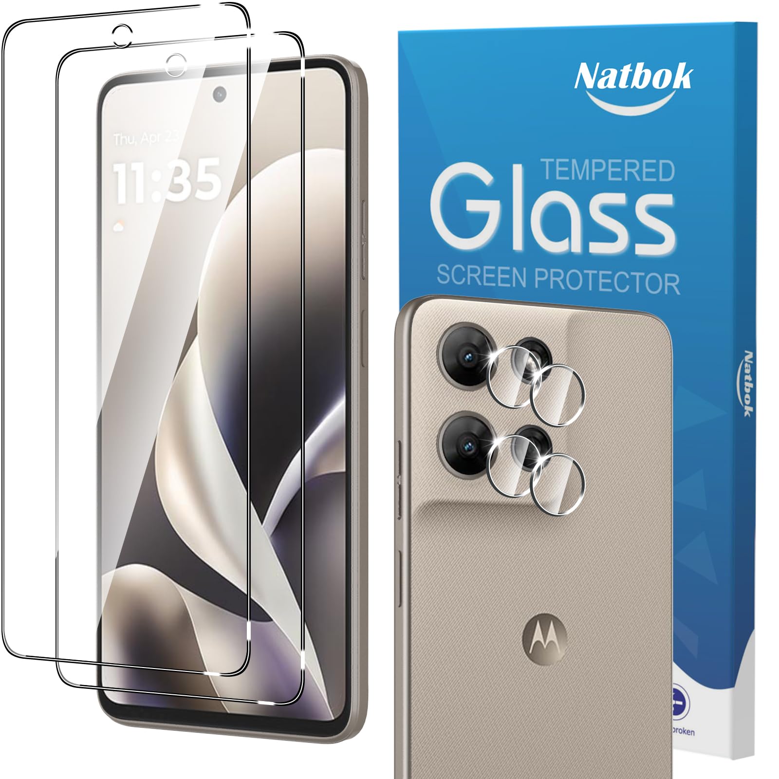 Natbok 2+2 Pack for Moto G Power 2026 Screen Protector with Camera Lens Protector,Full Coverage 9H Tempered Glass Film,HD Clear Scratch Resistant,Bubble-Free for Moto G Power 5G 2026 Screen Protector