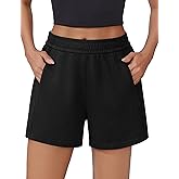 PINSPARK Athletic Sweat Shorts Women Elastic High Waisted Comfy Short Drawstring Casual Lounge Shorts with Pockets