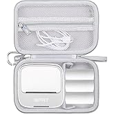 worfty Sticker Printer Case for iDPRT S1/ S2/ for Anycash S1/ for Miouca CYBQ01 for/Memoking T02 Portable Mini Label Maker Machine with Pocket for Rolls Sticker Paper, Cable, Case Only (Grey)