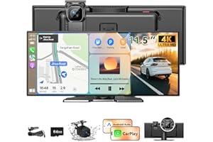 Largest 11.5 inch Wireless CarPlay Screen for Car, A-pple CarPlay & Android Auto HD Touchscreen with 4K Dash Cam/1080P Backup