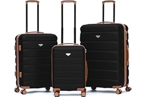 Flight Knight Luggage Sets TSA Lock Silent Double Spinner Wheels Durable Hardside Lightweight Suitcase With 22x14x9 Carry-On Case Maximum Carry On Bag Size For American & United Approved Airlines