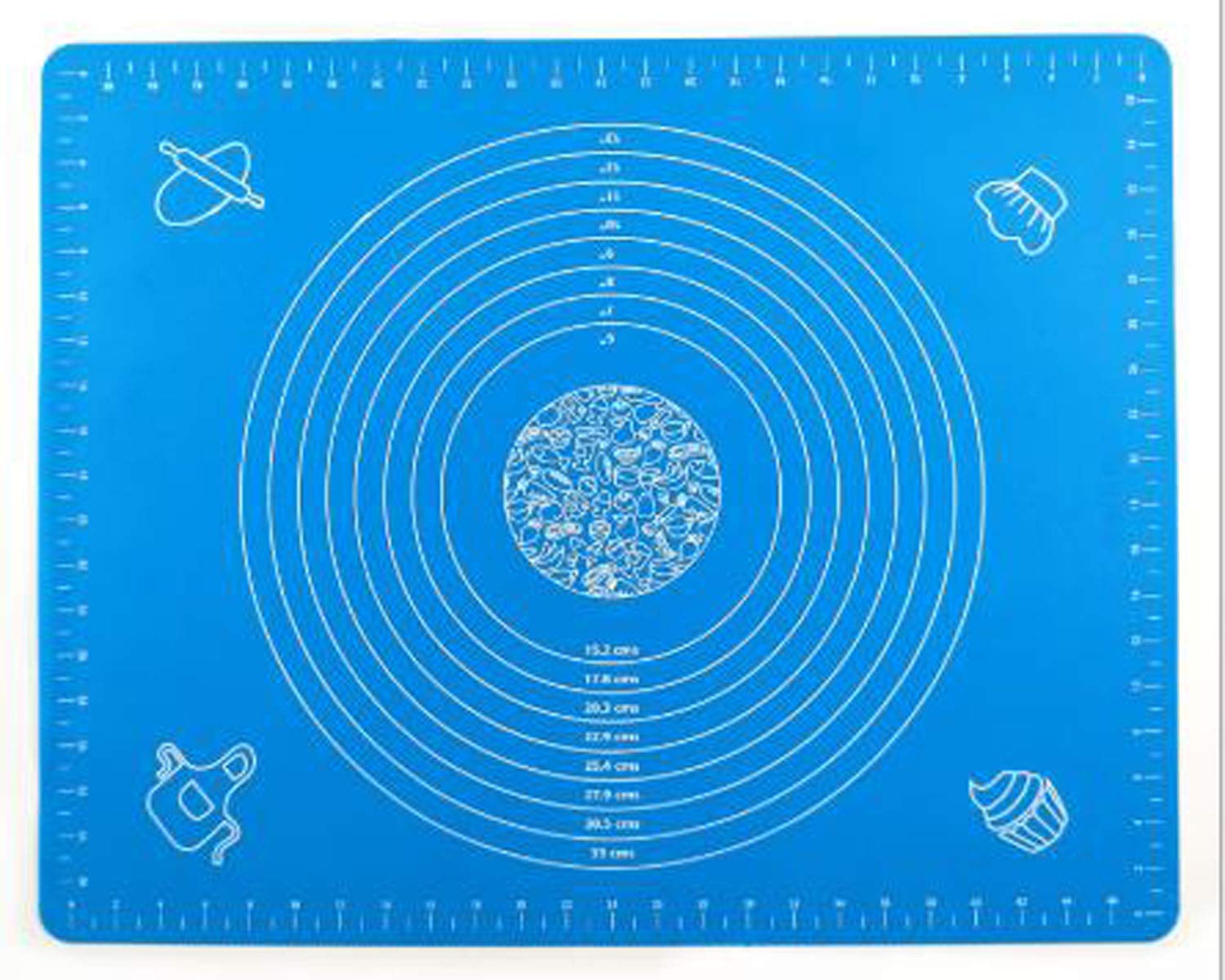 Silicone Baking Mat Pastry Rolling Mat with Measurements Non-Stick for Fondant Dough Cookies Cake Sugarcraft Bread Making, Blue 50x40cm