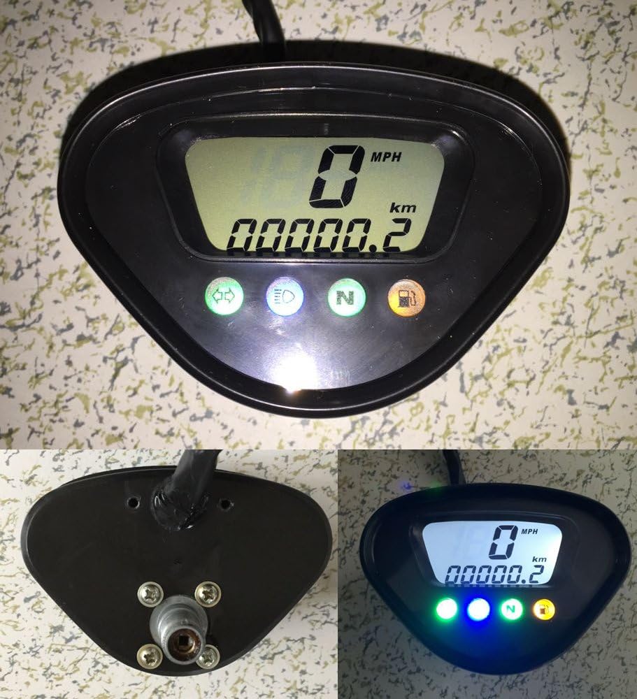 Reddragonfly - 199 mph LCD Digital Mechanical Speedometer Odometer N Gear indicator Motorcycle Scooter 8V-18V mph/kmh