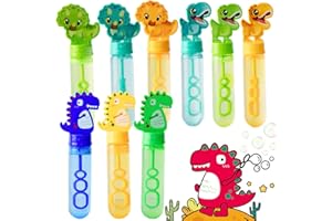 RITASTAR Cartoon Bubble Toys for Kids,Small Bubble Wands Bulk,9 Pack Mini Bubble Sticks with Bubble Solution for Holiday Birthday Party Favors,Classroom Prizes,Outdoor Activity (Dinosaur Designs)