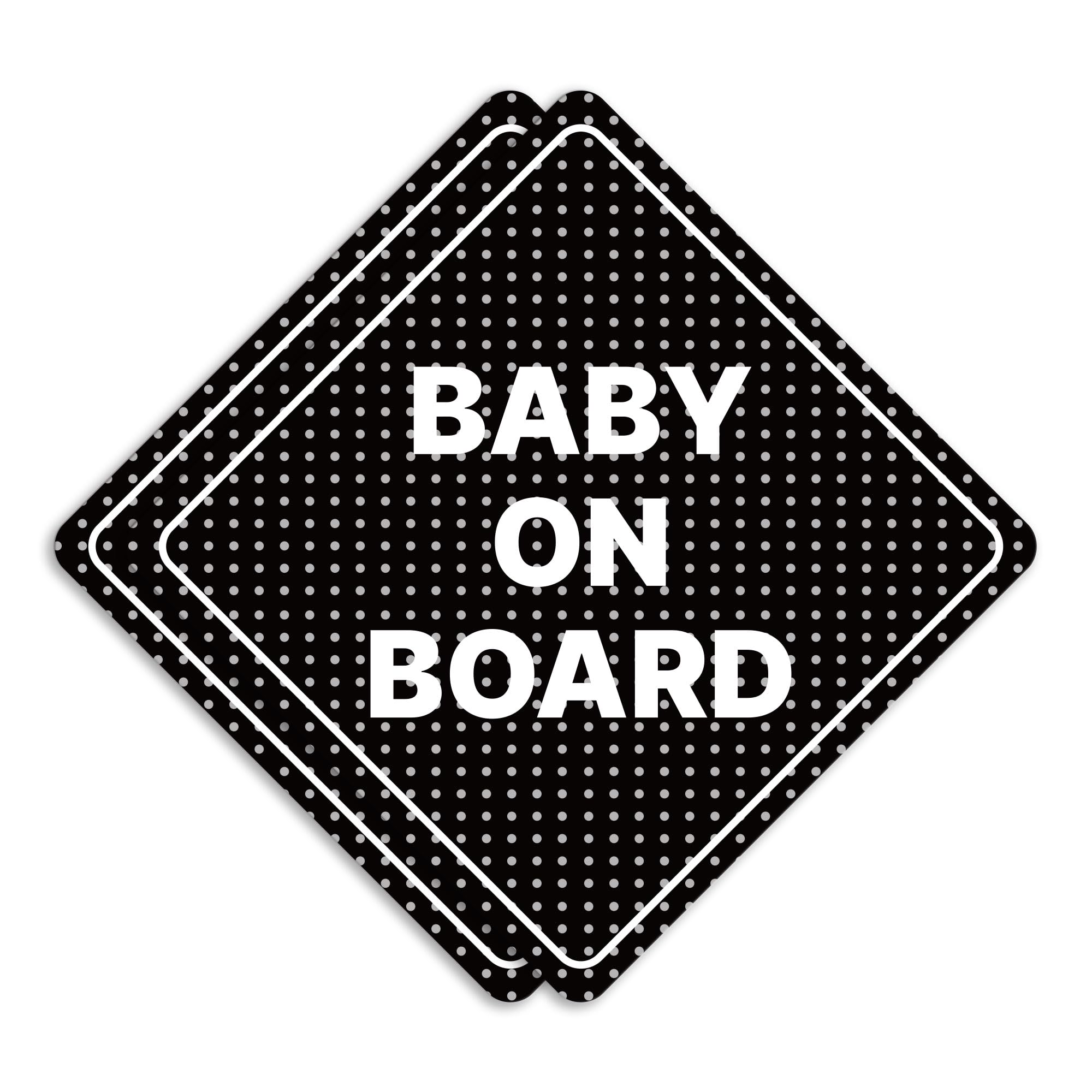GEEKBEAR Baby on Board Sticker or Magent for Cars - 2 Pack Safety Signs, 6.8 x 6.8 in (Sticker, Black)