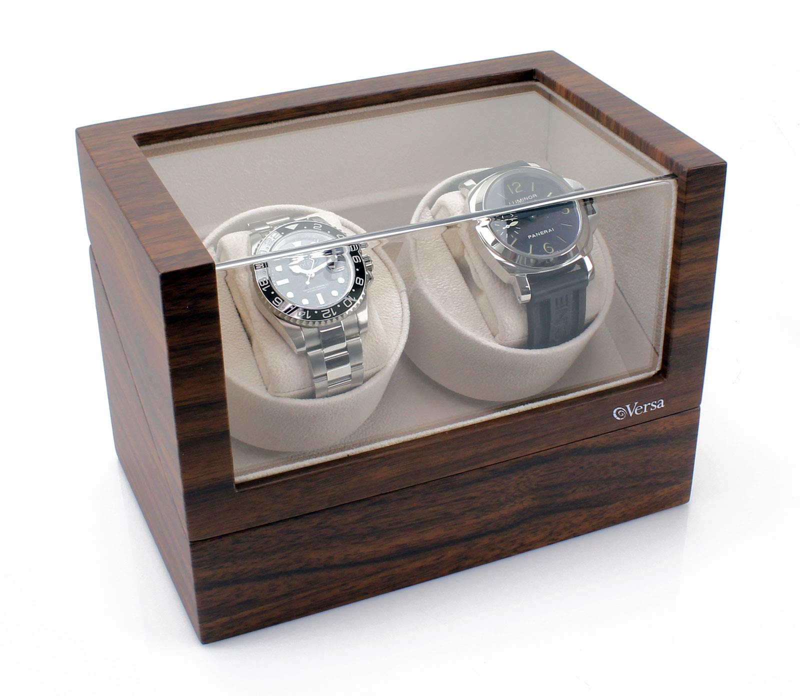 Versa Versa Double Watch Winder Elite Automatic Watch Winder - Ultra Quiet Japanese Motor - 12 Settings - Compatible with Rolex's, Omega, Breitling, Cartier, and More (Walnut)