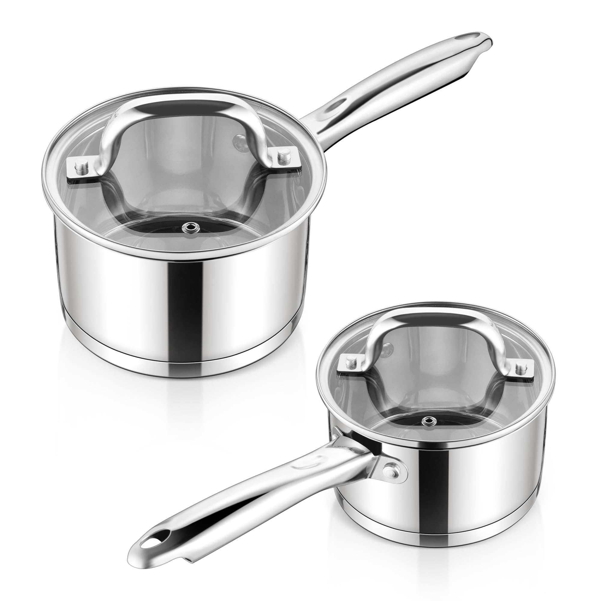 E-far Stainless Steel Saucepan with Lid Set - 1QT