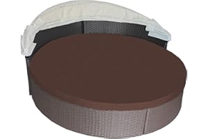 SOWINOS 66" Round Outdoor Daybed Cushion Cover Replacement, Anti-UV Water-Resistant Patio Sunbed Cover with Elastic Band, Seamless Design for Sun Bed Accessories, Coffee (Cover Only)
