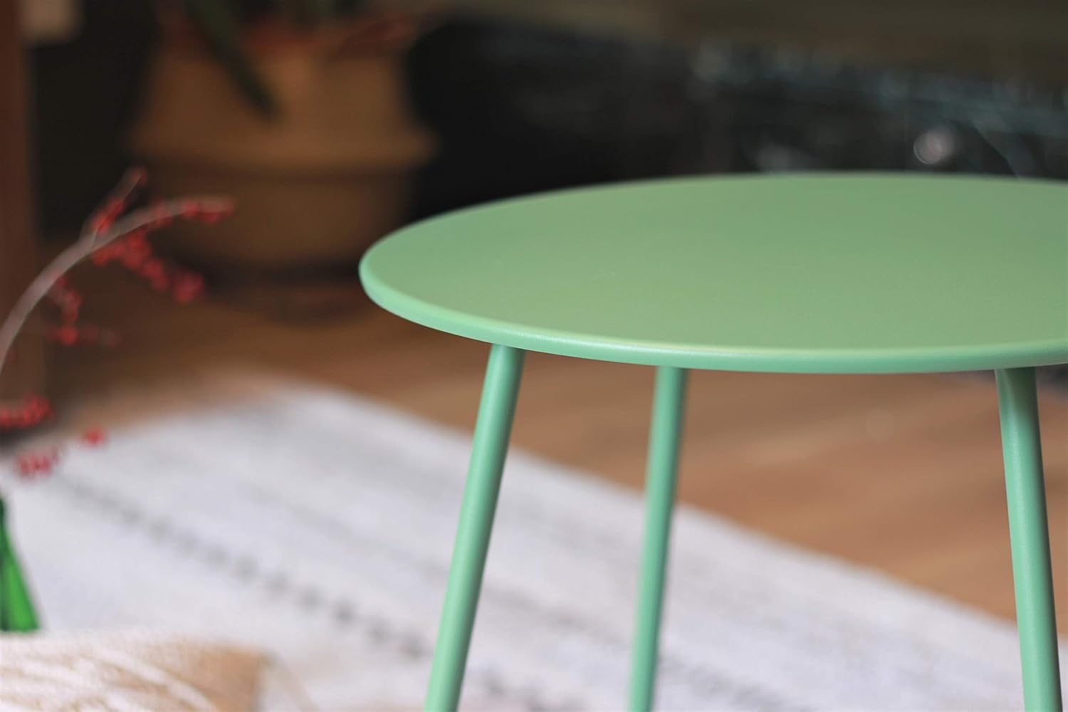 Pationate Patio Metal Side Table, Small Outdoor Bistro Round End Table (Cactus): Kitchen & Dining