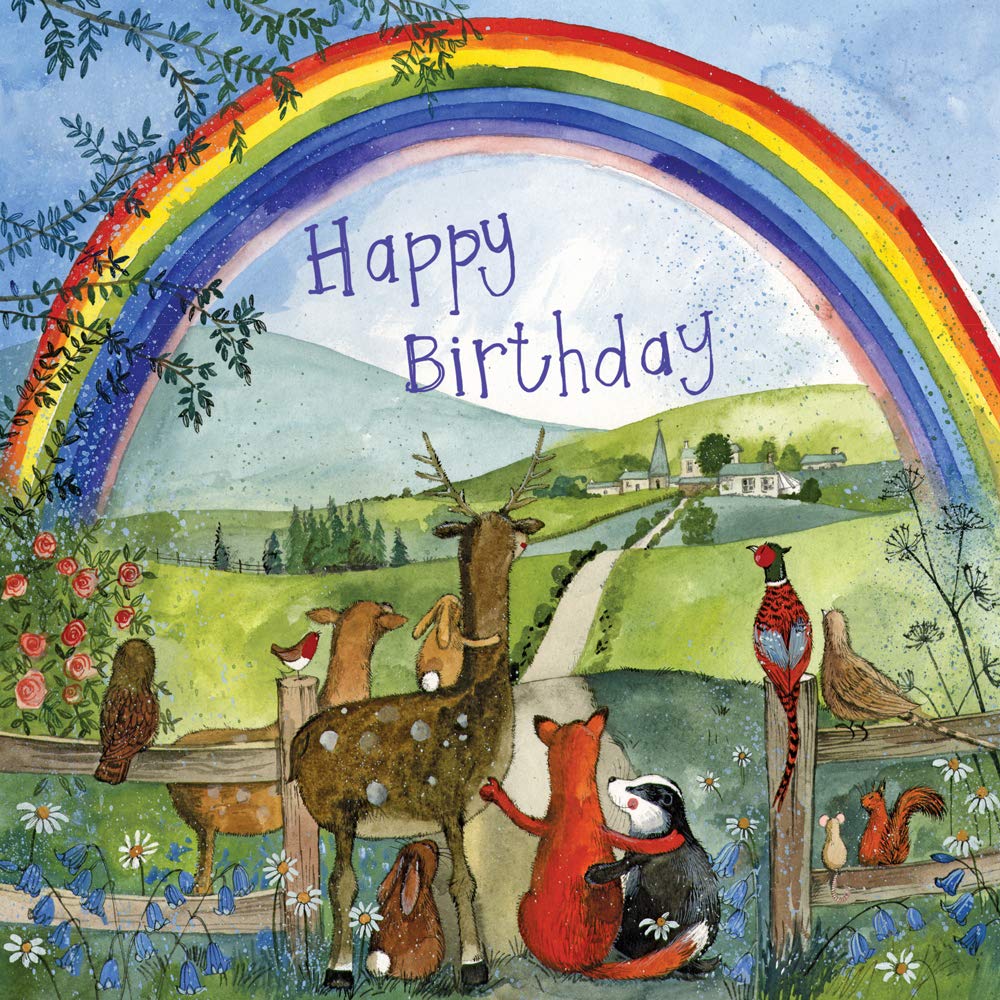 ALEX CLARK Happy Birthday Rainbow Foil Card