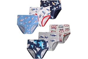NAIVETE Baby Soft Cotton Underwear Little Boys Dinosaur Briefs Toddler Shark Undies Children Truck Panties(Pack of 6)