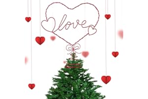Lenwen Valentine Day Mini Tree Topper Intertwined Heart Love Tree Topper Iron Metal Pink Heart Treetop for Valentines Holiday Party Home Decoration(Heart)