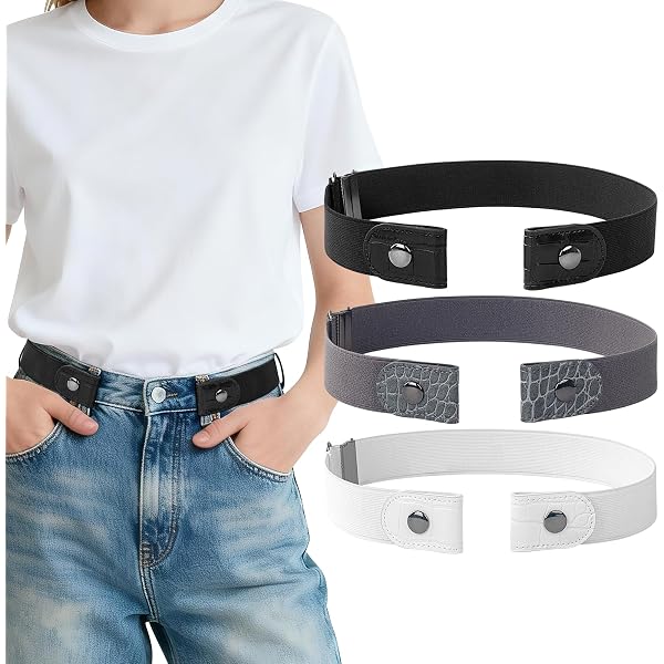 LEACOOLKEY No Buckle Stretch Belt for Women/Men—2 Pack  display picture 2
