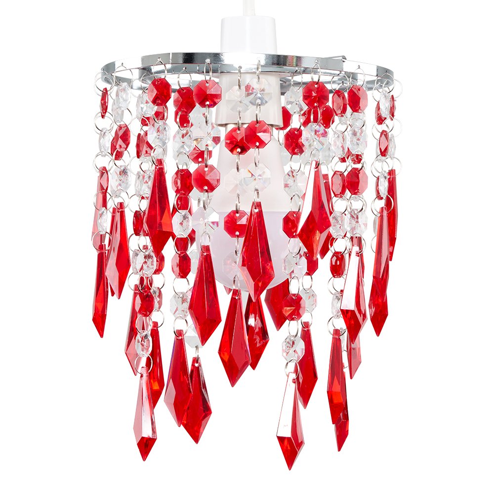 Red And White Crystal Droplet Ceiling Pendant Chandelier Light