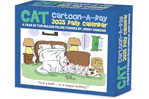 Cat Cartoon-A-Day by Jonny Hawkins 2025 6.2" x 5.4" Box Calendar