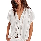 Women Lace Sheer Tank Tops Cropped Tie Strap Button Up Lace Trim Patchwork Cami Vest Cute Y2K Summer Trendy Going Out Top