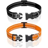 PaiPaitek Replacement Shock Collar Strap with Metal Ring, Reflective Nylon, Black/Orange, 3/4 Inch x 28 Inch, Compatible with Multiple Training Collars, 2 Packs