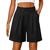 IWH Bermuda Shorts for Women Dressy Casual High Waisted Summer Work Elastic Waist Pleated Dress Shorts with Pockets
