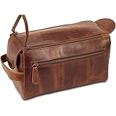 MILITARIA STUFFS Premium Leather Toiletry Bag Travel Kit Unisex,Travel Mens Toiletry Bag,Mens Leather Shaving Bag, Handcrafted Vintage Shaving - Kit (Combo of 4 Items)
