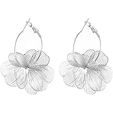 Dangle Flower Earrings for Women Statement Trendy Hoop Earring Floral Drop Earrings Jewelry