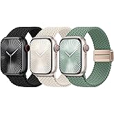 Braided Stretchy Bands Compatible with Apple Watch Bands 40mm 44mm 38mm 41mm 42mm 45mm 46mm 49mm Women Men, Soft Nylon Sport Strap with Magnetic Clasp for iWatch Series 11 10 9 8 SE 7 6 5 4 3 2 Ultra