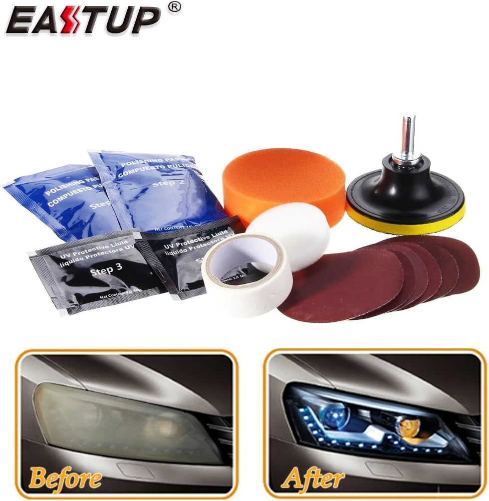 Eastup Headlight Lens Restoration Kit Restore your Foggy Headlights Like New 3 easy steps