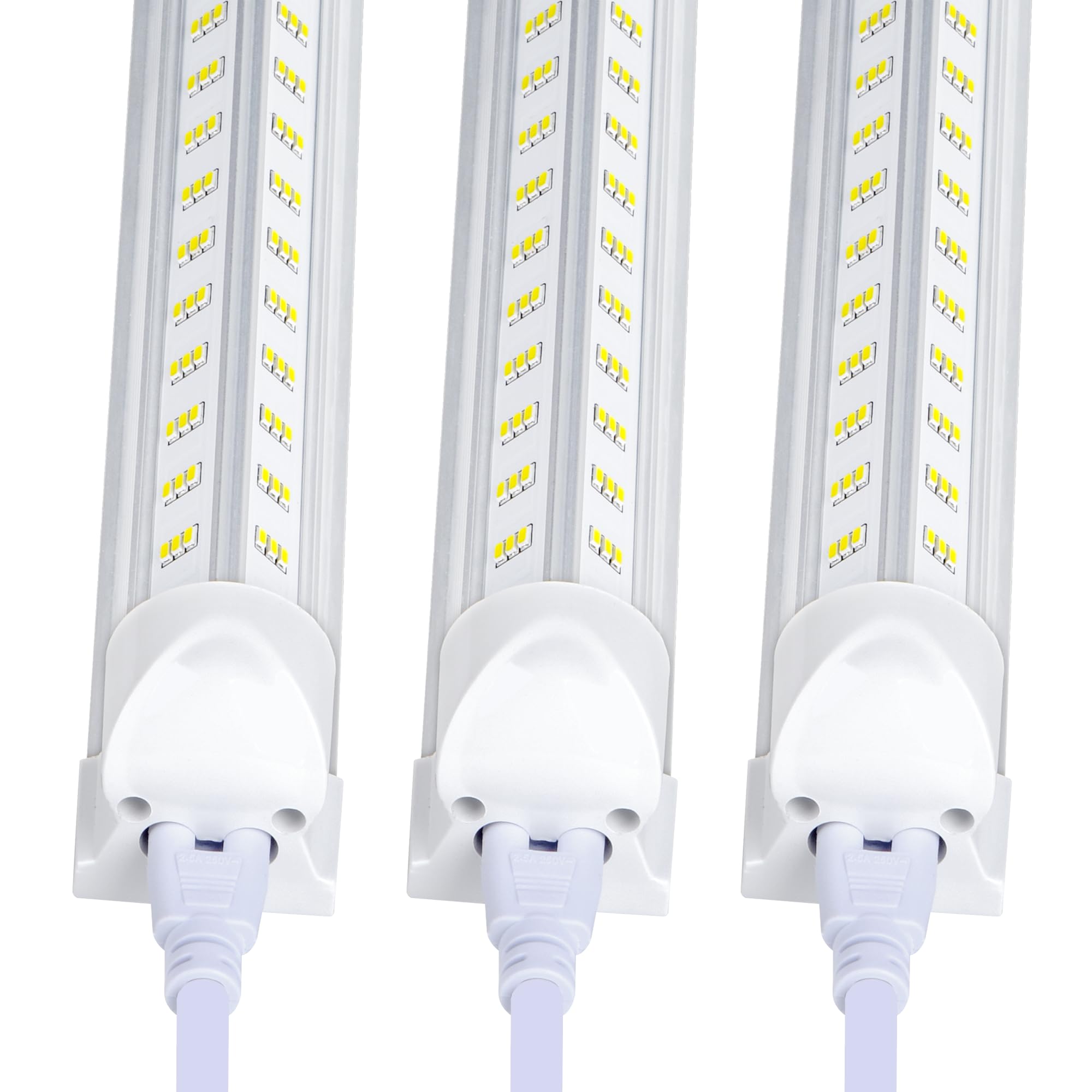 Photo 1 of Singteam 10Pack 8Ft LED Shop Light Fixture, 100W Integrated LED Tube Light,15500LM, 6500K, Clear Cover,6 Rows V Shape 270 Degree T8 LED Lighting for Garage Warehouse Workshop Basement