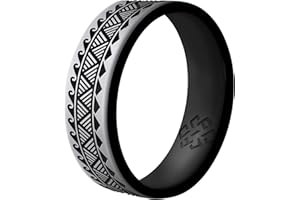 Knot Theory Warrior Courage, Strength, Serenity, Wisdom Silicone Ring for Men Women - Dual Layer Engraving - Breathable Comfort Fit 6mm Rubber Wedding Band