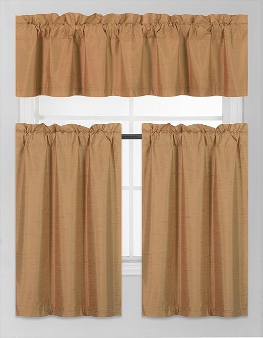 Amazon Com Fancy Collection 3 Pieces Faux Silk Blackout Kitchen