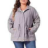 Agnes Orinda Women's Plus Size Lightweight Jacket Anorak Utility Drawstring Waist Casual Jackets with Pockets 2025 Outfits