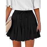 Caracilia Flowy Skorts for Women Summer High Waist Ruffle Pleated Boho Mini Skirts 2026 Casual Chiffon Beach Short Skirt