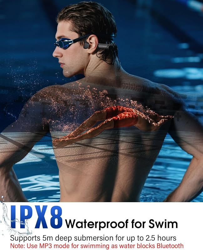 Knochenschall Kopfhörer Schwimmen, IPX8, 8 GB MP3, Bluetooth 6.0 — Foto 3 von 8