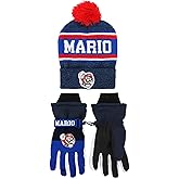 Super Mario Bros Mario 2-Piece Knit Hat & Ski Gloves Combo Set