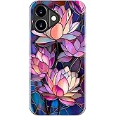 STARVIP for iPhone 17 Case, Wireless Charging Compatible, Dual-Layer Soft Silicone + Hard Shell with Cute Aesthetic Wildflower Design,Protective Phone Cover for Women - Vibrant Lotus Flower