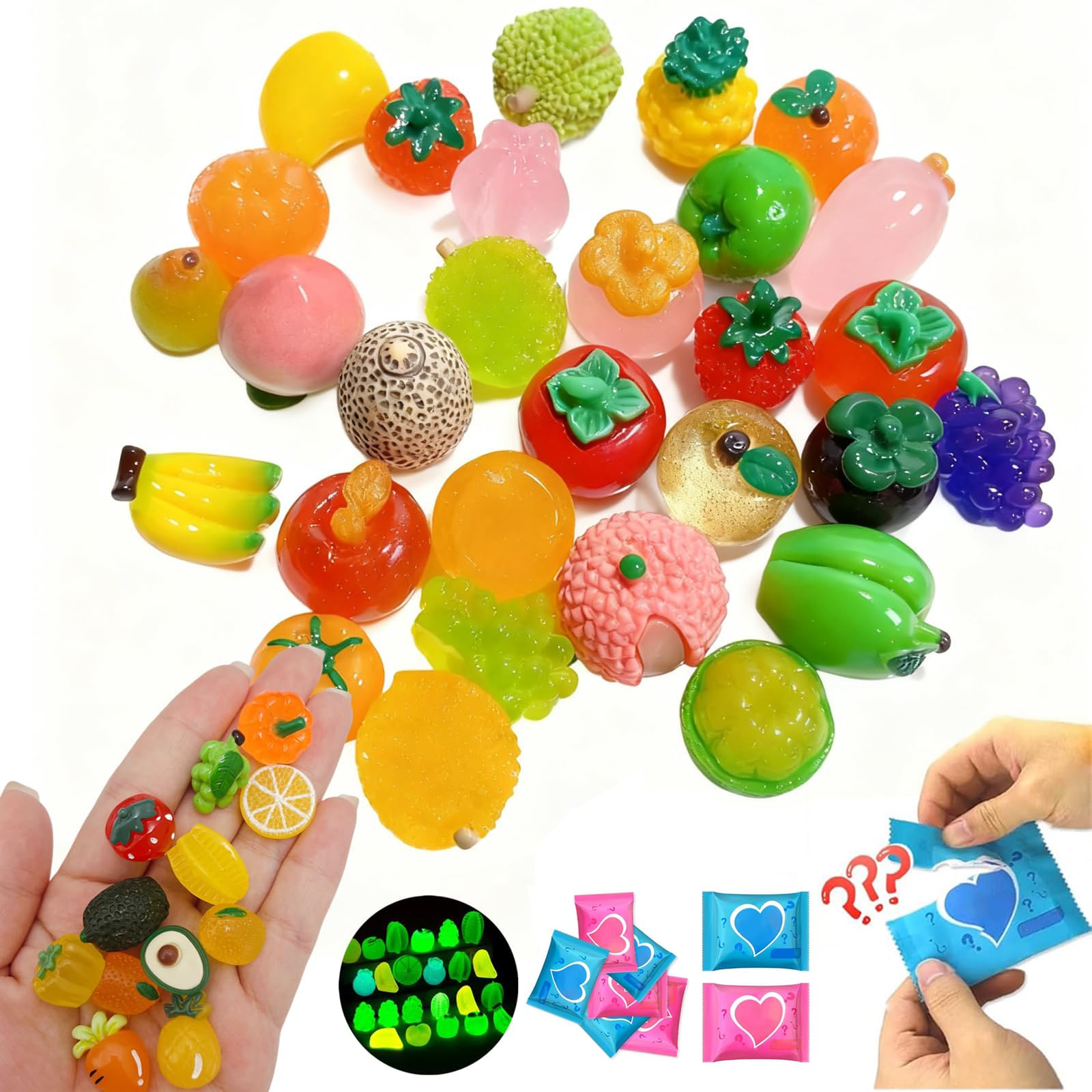 Nymora 100pcs Mini Resin Animals Blind Bag Mystery Bag for Dollhouse, Micro Garden, Aquarium - Glow in The Dark Make It Mini Animals, Luminous Mini Verse Animals Blind Bags for Girls β image 1