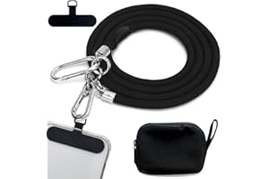 BFSD·DM Clip and go strap for phone with wallet crossbody, Universal Phone Lanyards,2× Phone Patches,Nylon Phone Lanyards for Around The Neck,Compatible with Most Smartphones,51 inch(Black+Wallet)