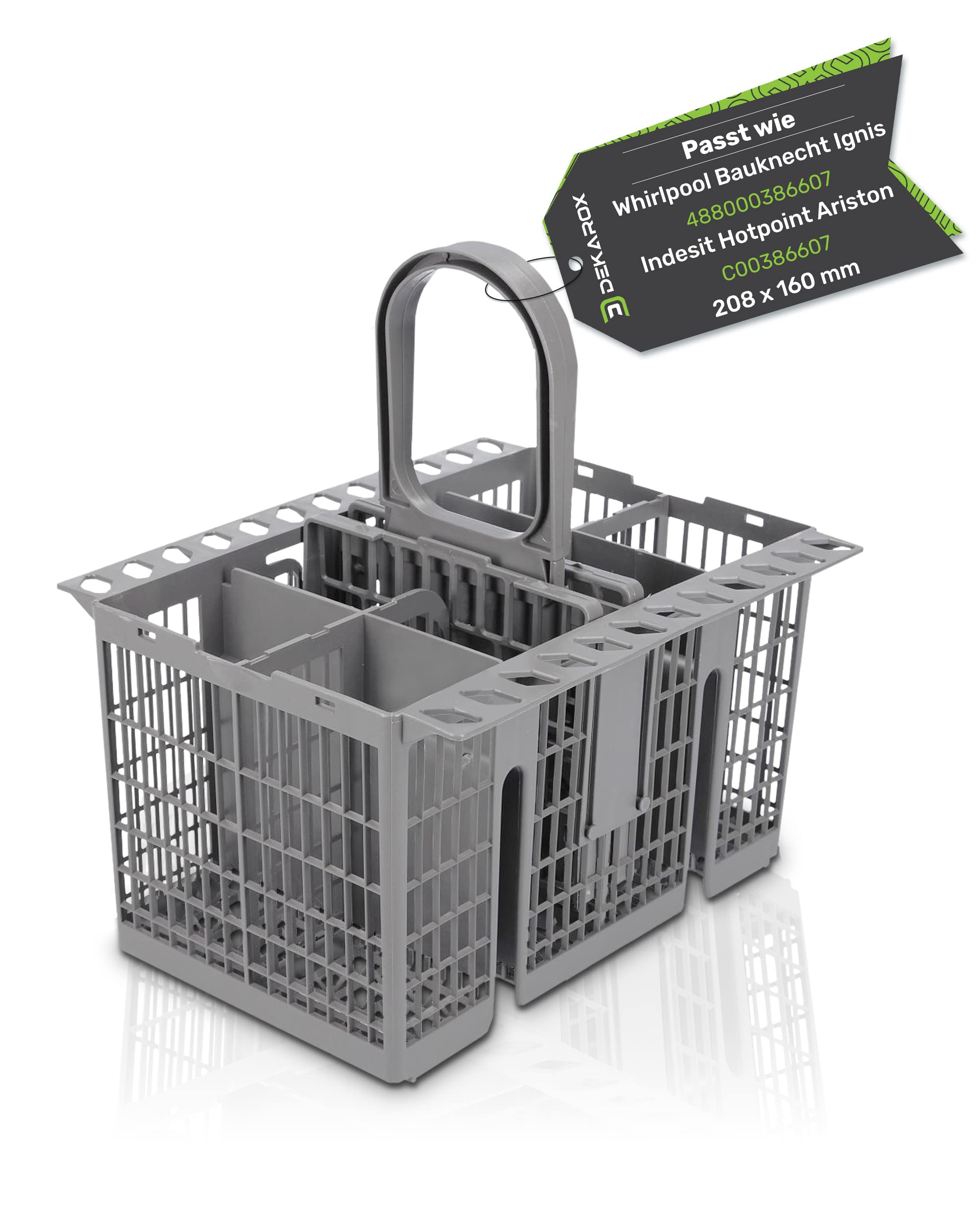 DEKAROX Cutlery Basket 20.8 x 16 cm for Whirlpool Bauknecht Ignis 488000386607 for Lower Basket in Dishwasher