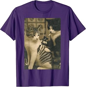 Vintage Cat Smoking Tattoo Inked Kitty Artist Funny Meme T-Shirt
