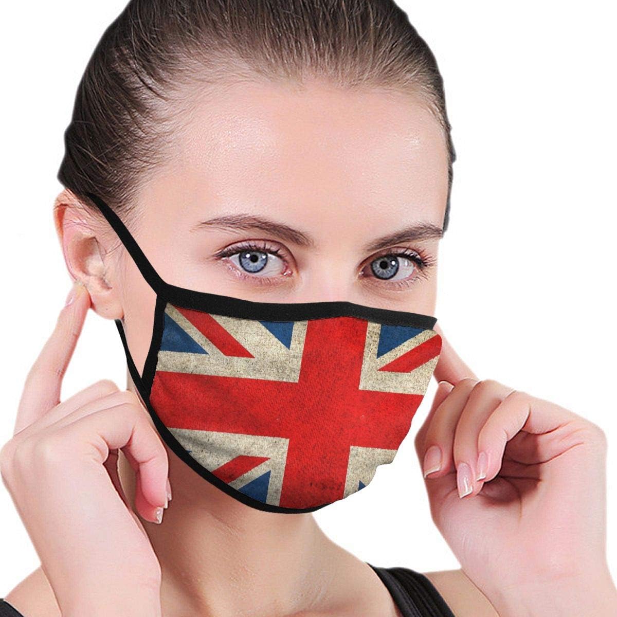 Face Mask Mouth Mask Old And Worn Distressed Vintage Union Jack Flag Washable Reusable Fashion Comfy Anti Dust Half Face for Women Man teens