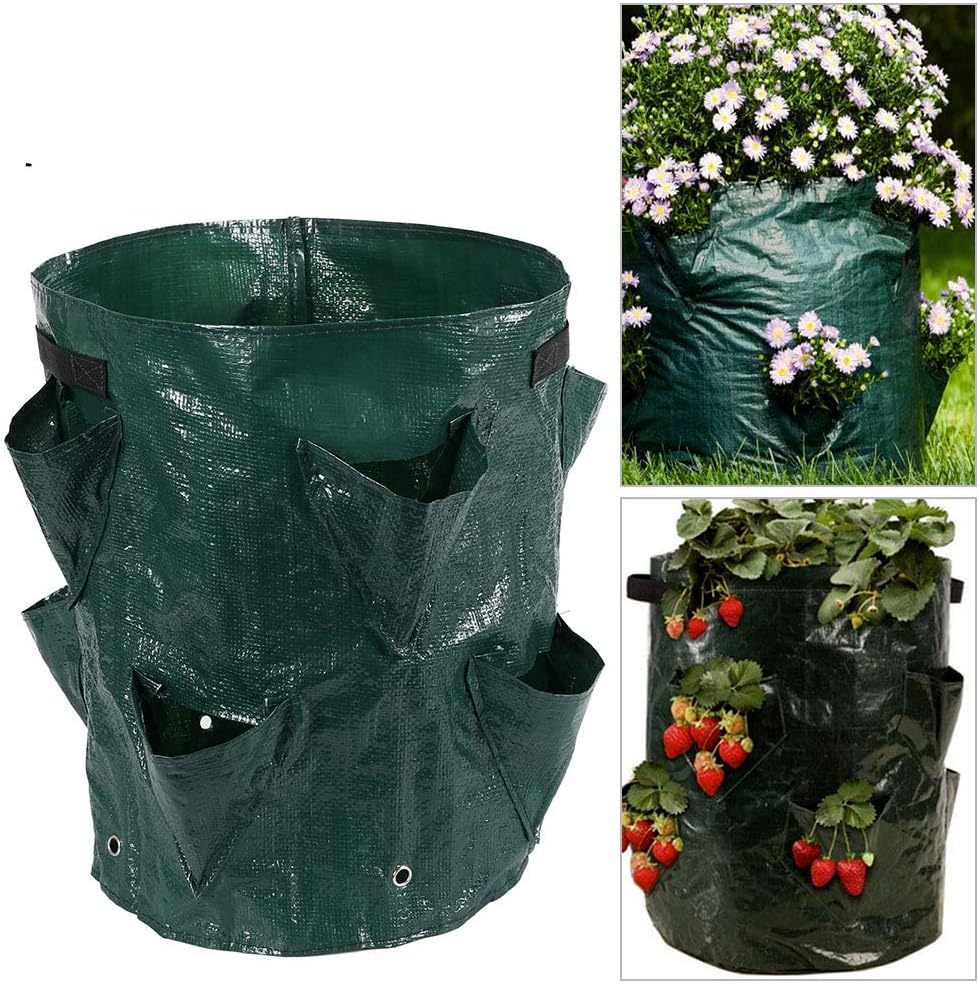 ZhongYe 11 Gallon Strawberry Planting Grow Bag with 8 Side Grow Pockets Eco-Friendly Planter Pouch with Handles 35 x 45cm (1Pcs)