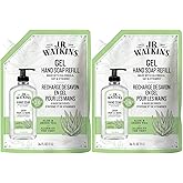 J.R. Watkins Gel Hand Soap Refill, Moisturizing Hand Wash, Formulated with Plant-Based Cleansers, Alcohol-Free, Cruelty-Free, Aloe & Green Tea, 34 Fl Oz, 2 Pack