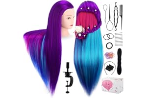 Mannequin Head with Hair, TopDirect 29" Training Head Hair Mannequin Manikin Head Cosmetology Doll Head Practice Styling Hairdressing Training Braiding Heads with Clamp Holder and Tool Set