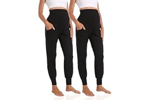 Foucome Women's Maternity Pants Stretchy Jogger Sweatpants Comfy Casual Pregnancy Workout Lounge Pants with Pockets