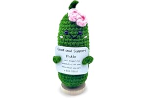 MEGANJDESIGNS Handmade Mini Funny Positive Emotional Support Pickle, Cute Stuff Funny Knitted Wool Handwoven Ornaments Christmas Crochet Gifts Under 10 Dollars for Woman Coworkers Friend Family 4.27inch (style-4)