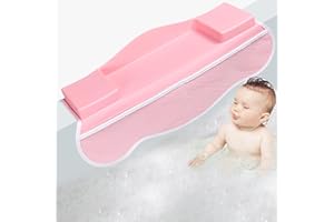 CSZPJLALA Bathtub Splash Guard,Unique Hand Support Tray,Enhanced Bath Toy Storage with Front & Back Bags,Suckers for Non-Slip,Bath Splash Guard for Tub Kids,Tub Shelf for Bathtub Kids (Pink)