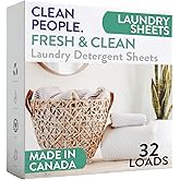 The Clean People Laundry Detergent Sheets - Laundry Soap - Ultra Concentrated, Recyclable Packaging, Stain Fighting - Fresh Scent, 32 Pack